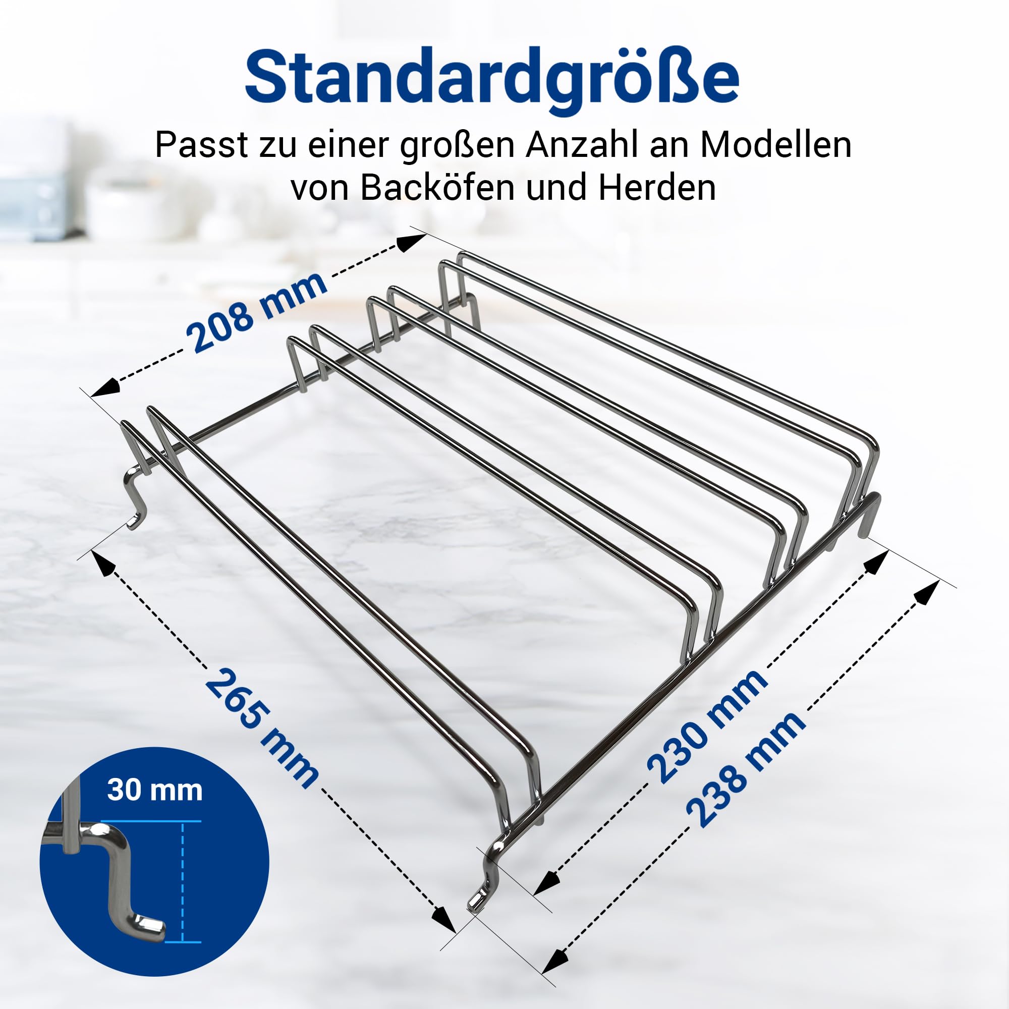 VIOKS Haltegitter Backofen Ersatz für Bosch 00478387 478387 | Einhängegitter Halter Seitliche Halterung, mit 4 Ebenen 265 x 238 mm, für Backblech Gitterrost