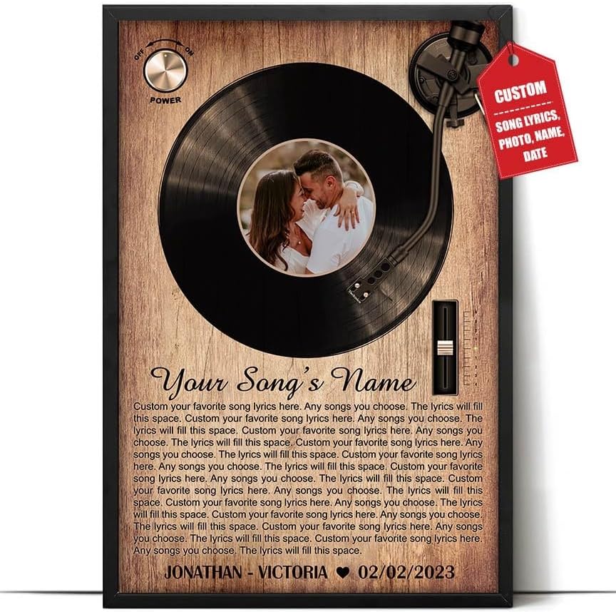 TM TEEMAN Póster de lienzo personalizado con letras de canción personalizadas, letras enmarcadas perfectas, decoración de pared, regalo de