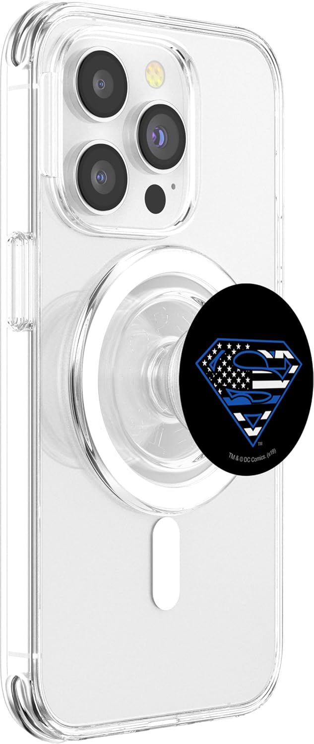 Superman Thin Blue Line Flag Shield Logo PopSockets MagSafe PopGrip for iPhone