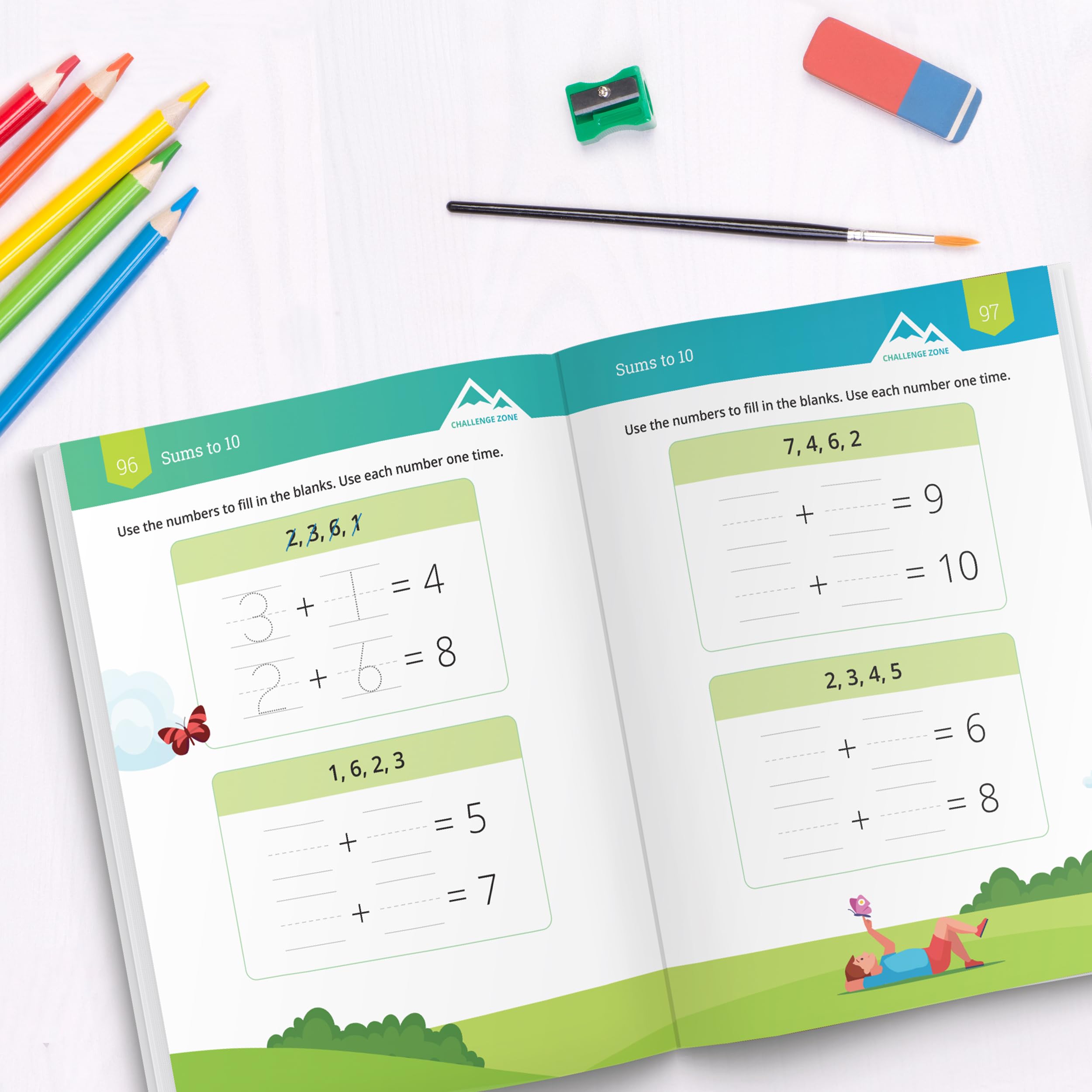 IXL Addition Kindergarten Workbooks, Math Book for Kids Ages 5-6 With Adding Activities Covering Counting Skills, Basic Mathematics Facts, and How to Add Numbers up to 10 - Image 7