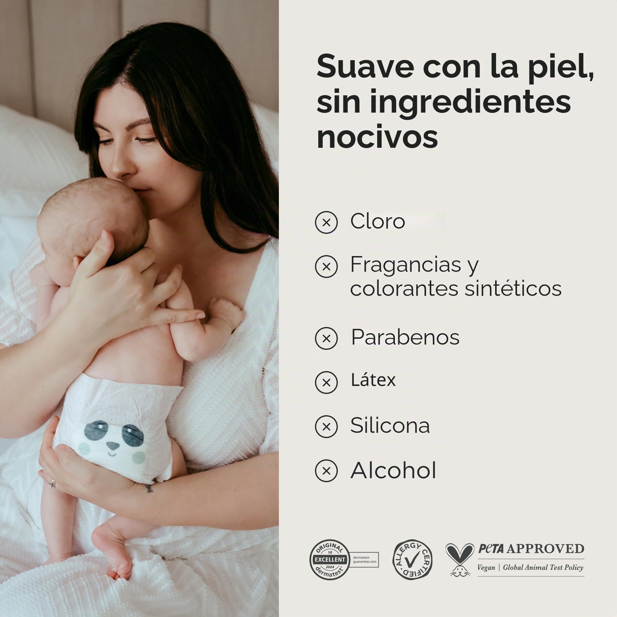 Kit & Kin Pañales Talla 2 (4-8 kg) 152 Unidades, Hipoalergénicos, de Origen Vegetal, Protección Antifugas Superior, Veganos y Cruelty-Free