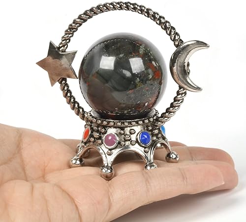 Miniatura 3 de Justinstones Piedra de sangre africana, esfera lunar, superficie luna, textura de 1.575 in, bola de piedras preciosas de cristal curativo,