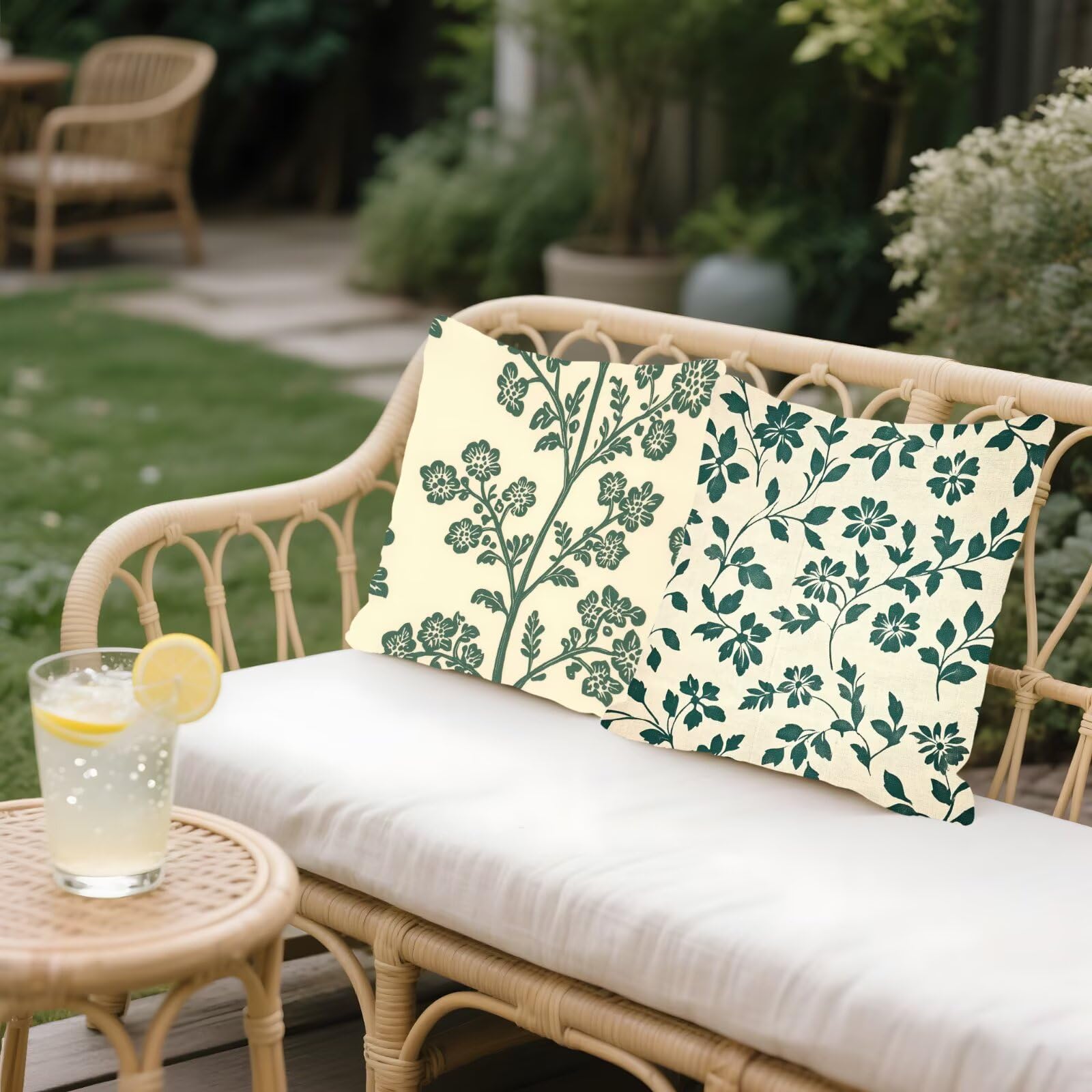 Cojines Sofa Fundas Cojines 40x40cm SúPer Suave Cojin Crema Planta Juego de 4, Fundas Almohada Impermeable Exterior, Interior Y Exterior Cojin Decorativos, Para JardíN SalóN Regalos NavideñOs P-407