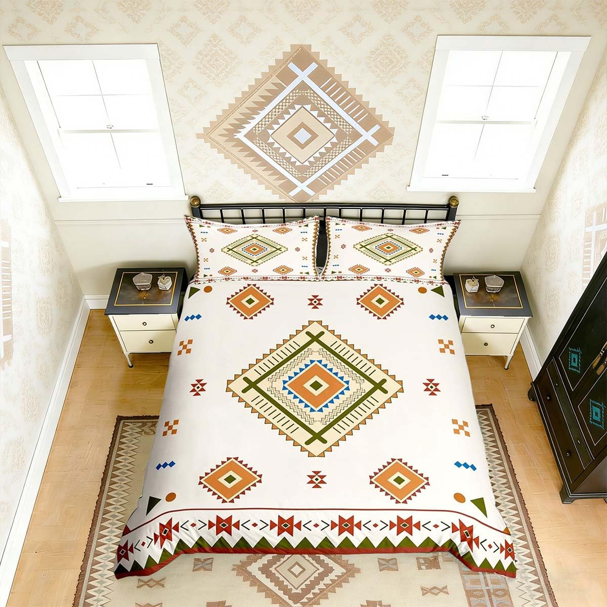 Housse de couette ethnique 2 places pour rajeunir une décoration de lit