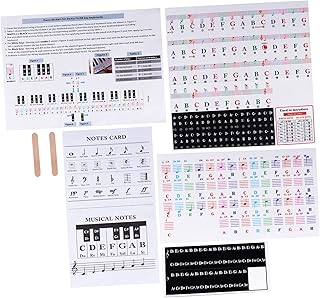 Vaguelly 2 Sets Piano Keyboard Sticker Keyboard Piano for Kids Alphabet Stickers for Kids Piano Keyboard Labels Keyboard Stickers for Keys 61 Key Piano Stickers Piano Stickers for Beginners