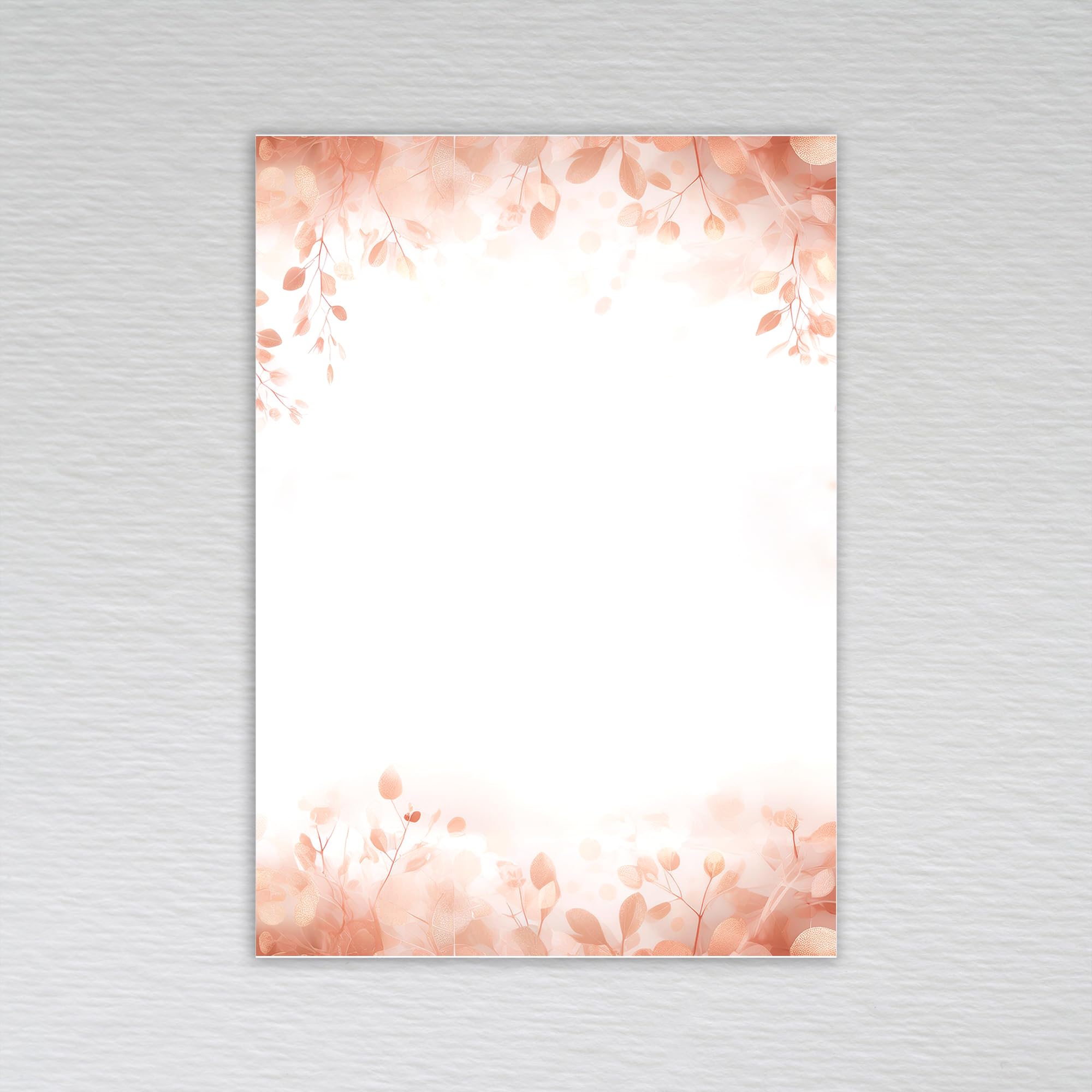 Rose Gold Leaf Blank Note Cards with Envelopes/Elegant Theme with Peach and Blush Pink Tones: Rose Gold Leaves Note Cards (Pack of 50 without Envelopes)
