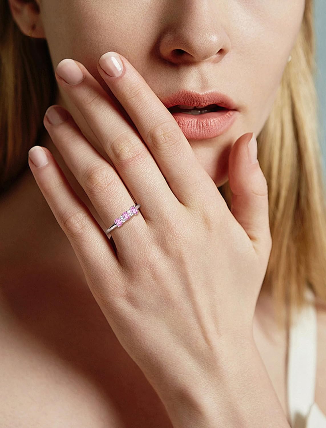 Stackable Rings Sterling Silver Ring for Women Clear Birthstones Wedding Rings Engagement Jewelry - Image 3