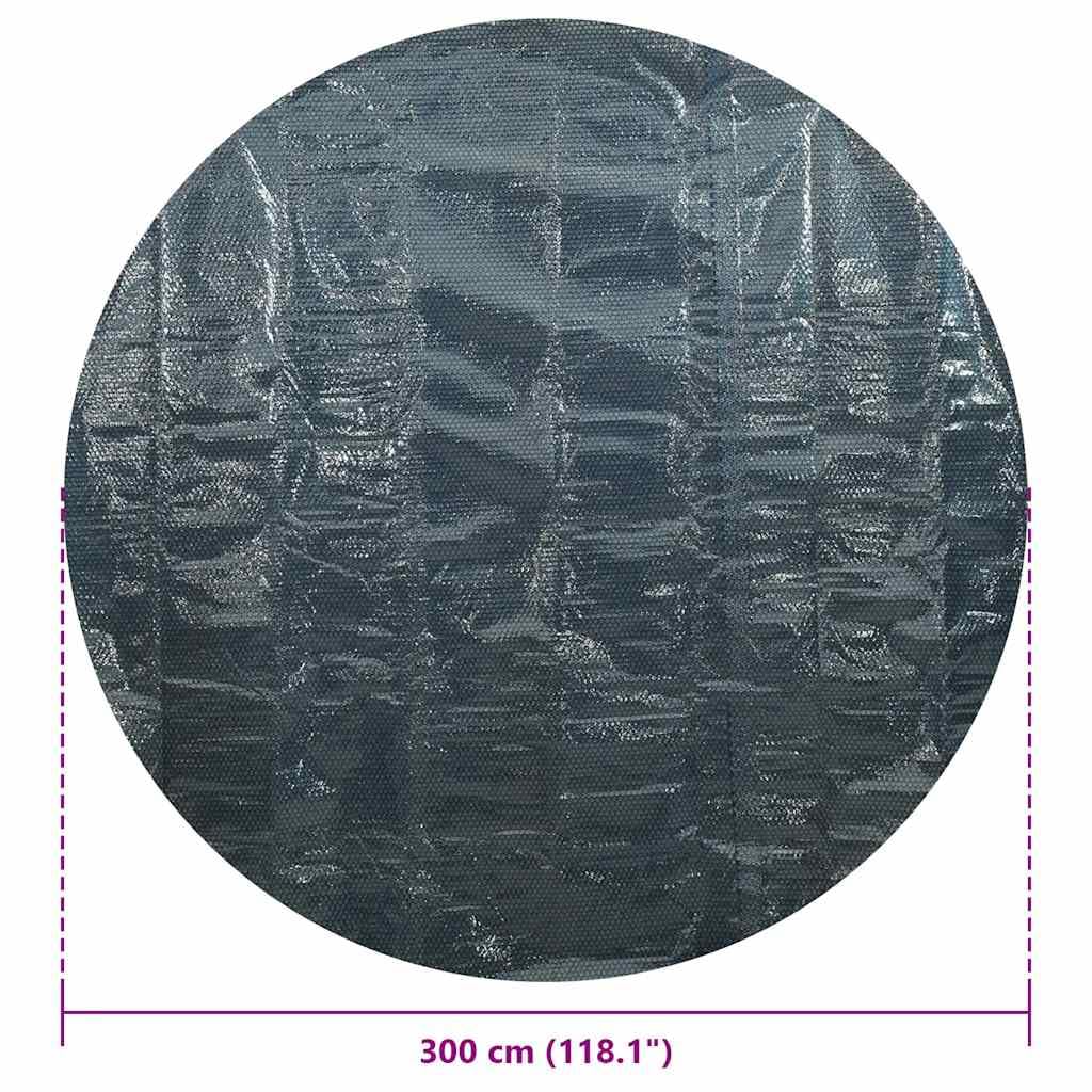 Film Solaire de Piscine Flottant PE Noir et Bleu, 300 cm, bâche Couverture à Bulles pour Piscine, Chauffage Solaire Thermique, Enrouleur