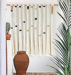 12 Small Cozy Living Room Decor Ideas with Warm Style 52 Flber Macrame Wall Hanging Woven Knot and Tassel Fringe Handmade Boho Wa...