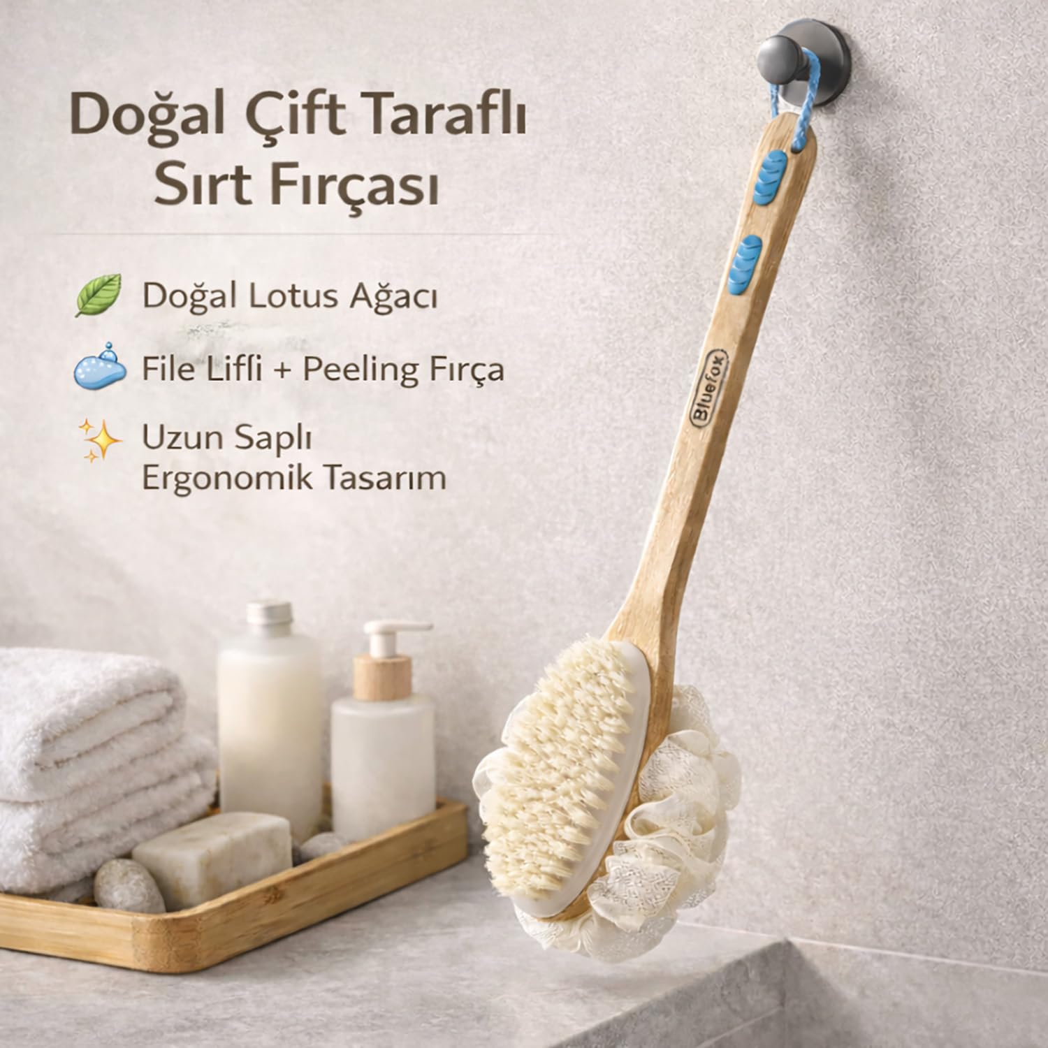 Bluefox Sırt ve Vücut Temizleme Fırçası (Lifli)