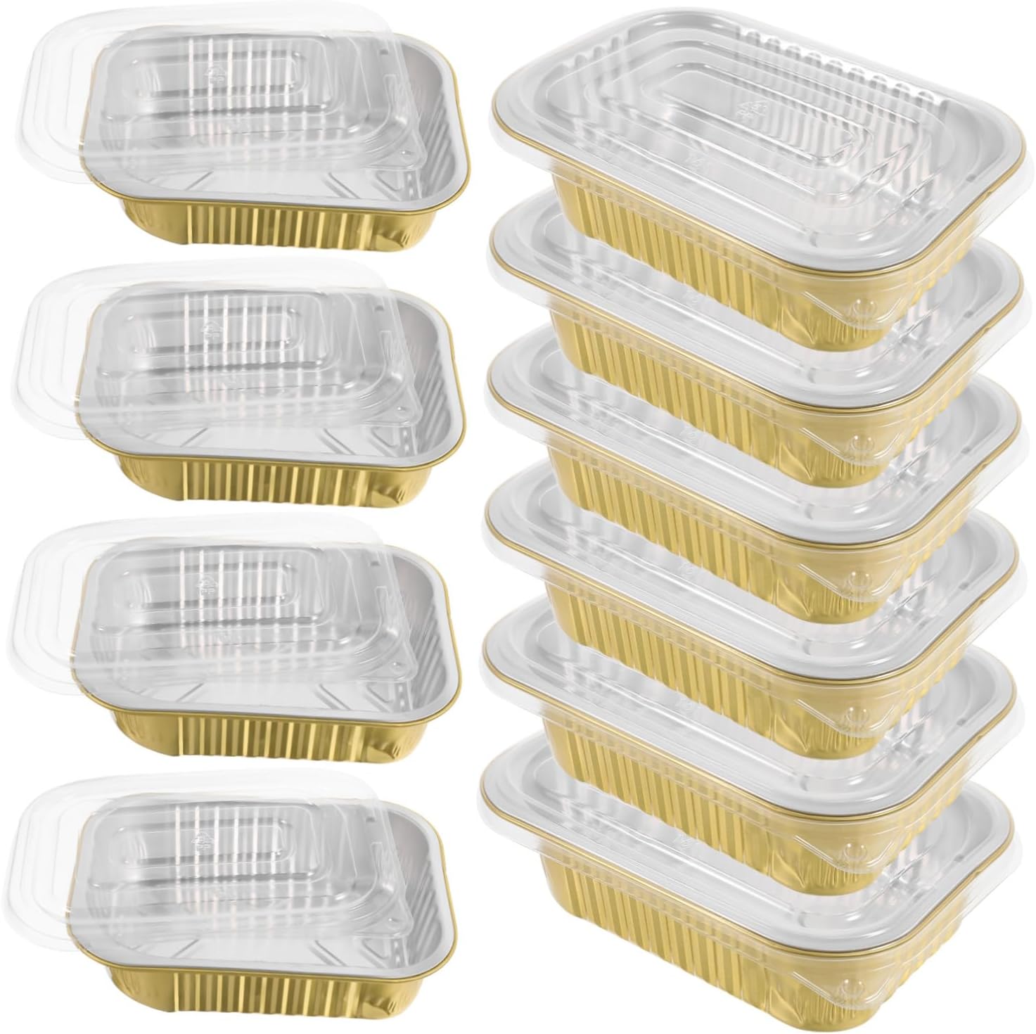 10sets Wrap Aluminum Foil Pans Lids Grill Pot Cake Holder Baking Foil Pans Portable Food Containers