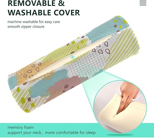 Miniatura 3 de Almohada abstracta geométrica con pinceladas para yoga, cama de yoga, almohada redonda larga y redonda para la parte inferior de la espalda,