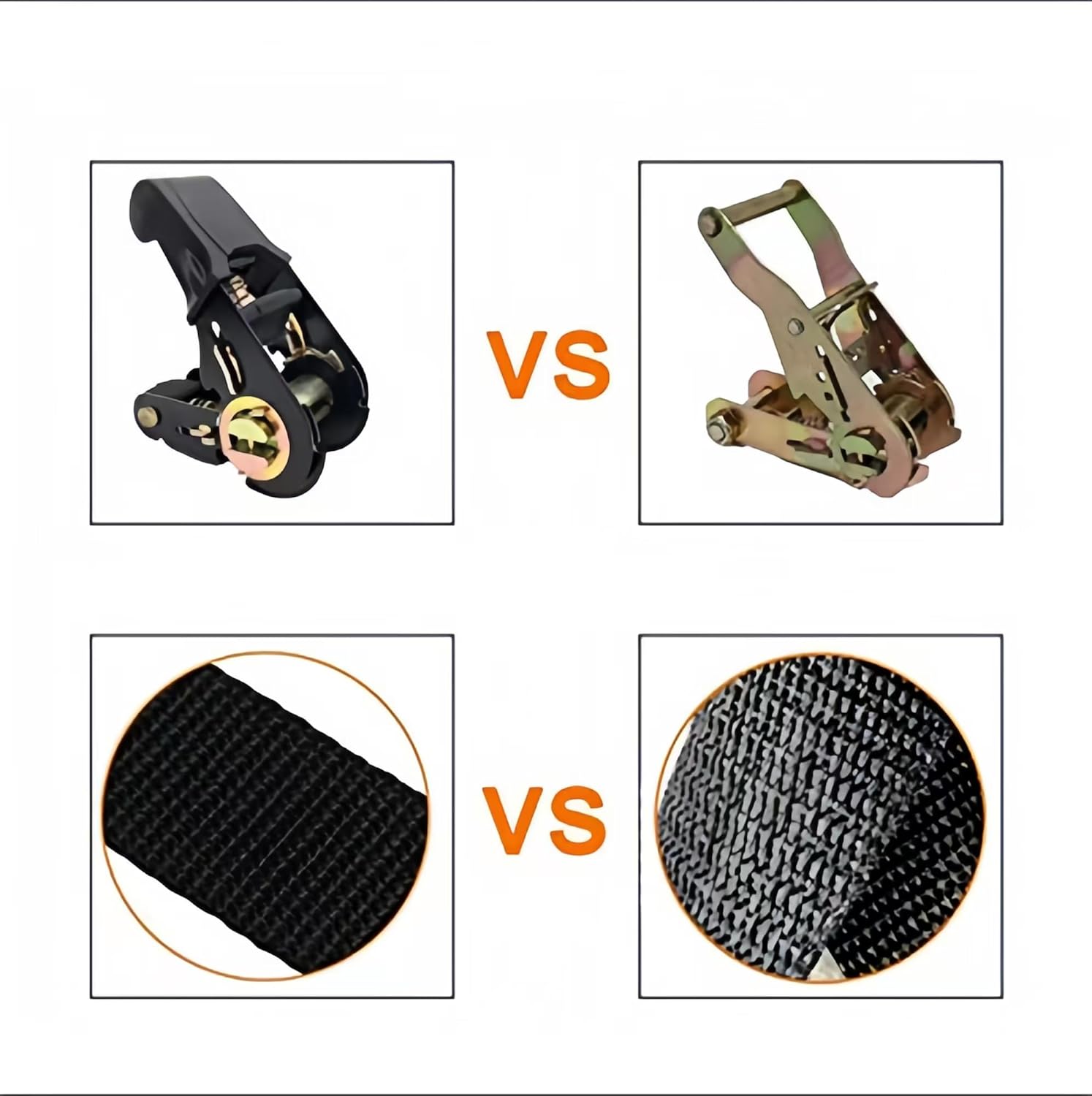 Endless Ratchet Tie Down Straps Heavy Duty Cargo Tie Downs, Durable Nylon Black Strap Down Ratcheting Securing Straps, Track Spring Fittings, Tie-Down Motorcycles, Trailer Loads, Kayak (20ft - 2pack) - Image 3