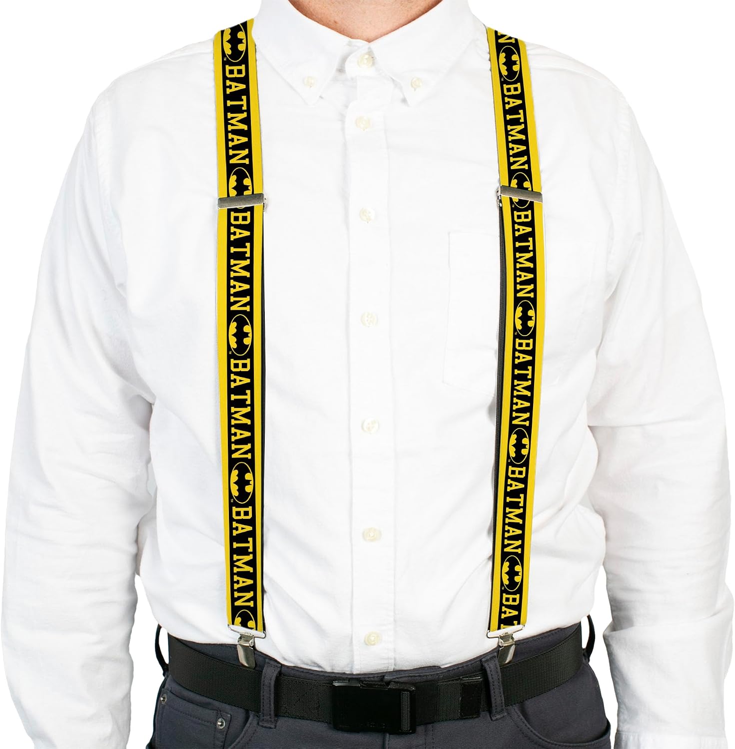 Buckle-Down DC Comics Suspenders, Batman Logo Stripe Yellow Black
