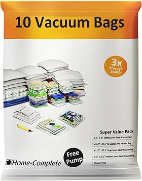 Vacuum Storage Bags-Space Saving Air Tight Compression-Shrink Down Closet Clutter, Store and Organize Clothes, Linens, Seasonal Items by Everyday Home