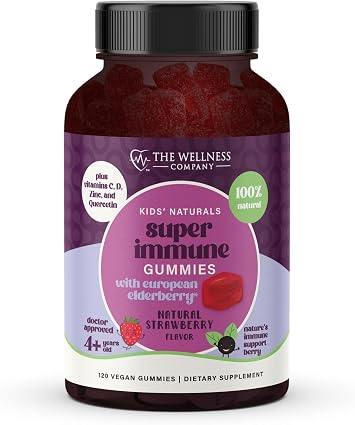 The Wellness Company Kids Naturals Elderberry Gummies Immune Support with Vitamin C & Zinc | 60ct 1 Month Supply