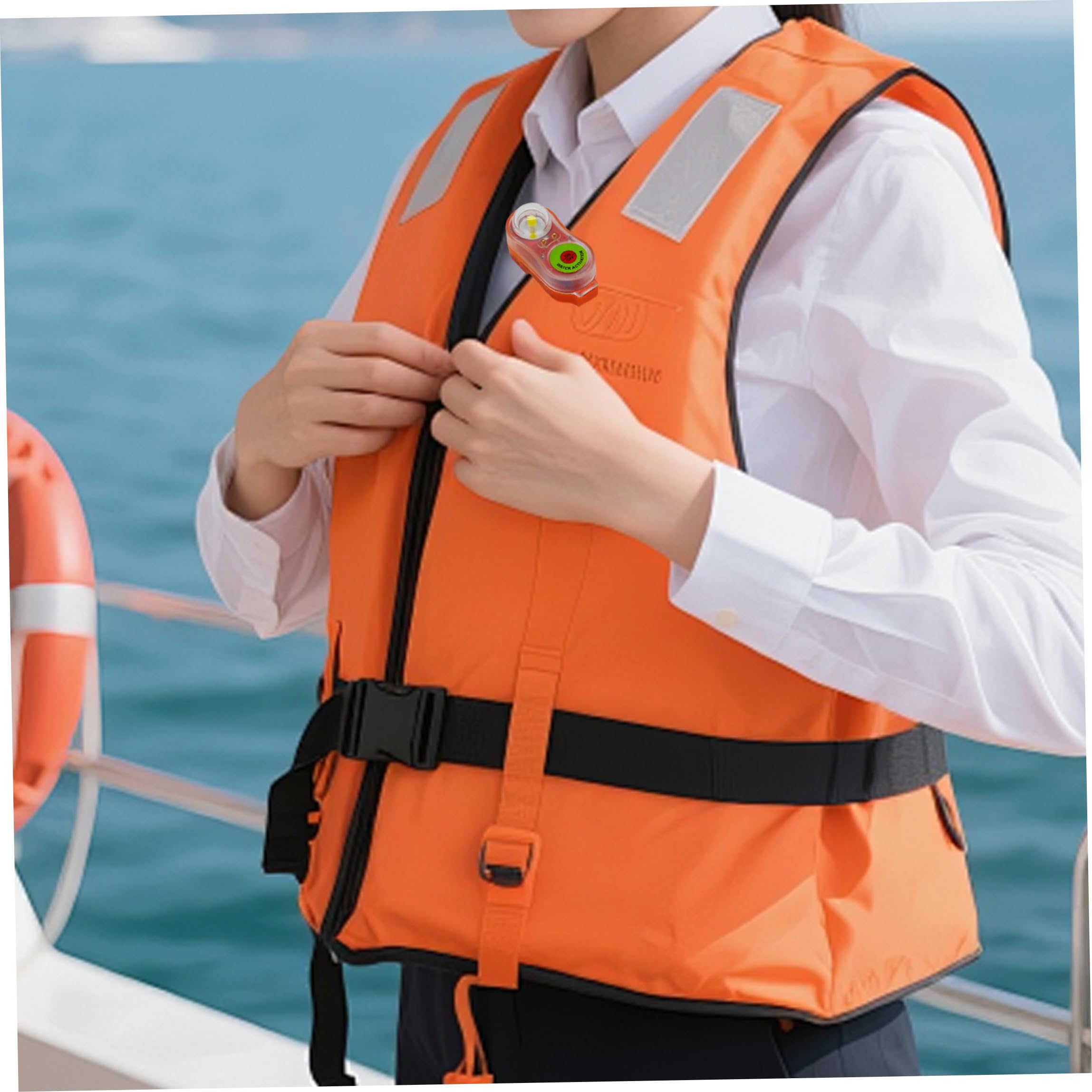 Confezione da 4 luci di Emergenza attivate dall'acqua per Giubbotto di Salvataggio per Adulti - Luce per Giubbotto di Salvataggio Approvata 150N, Arancione Rosso