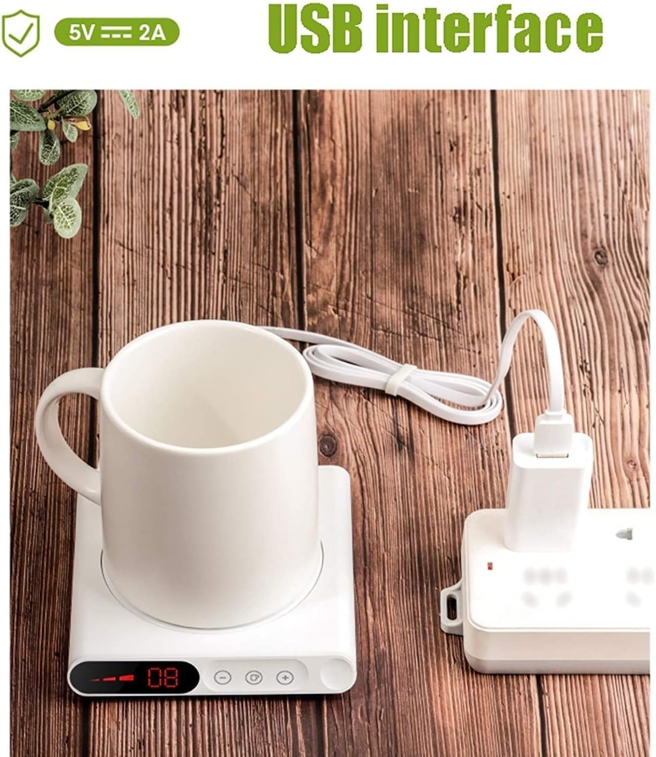 Coffee Mug Warmer Coffee Warmer Auto Switch Coffee Heater Flat Surface Coffee Warmer Continuous Warm Coffee Warmer (Color : Pink) (White)