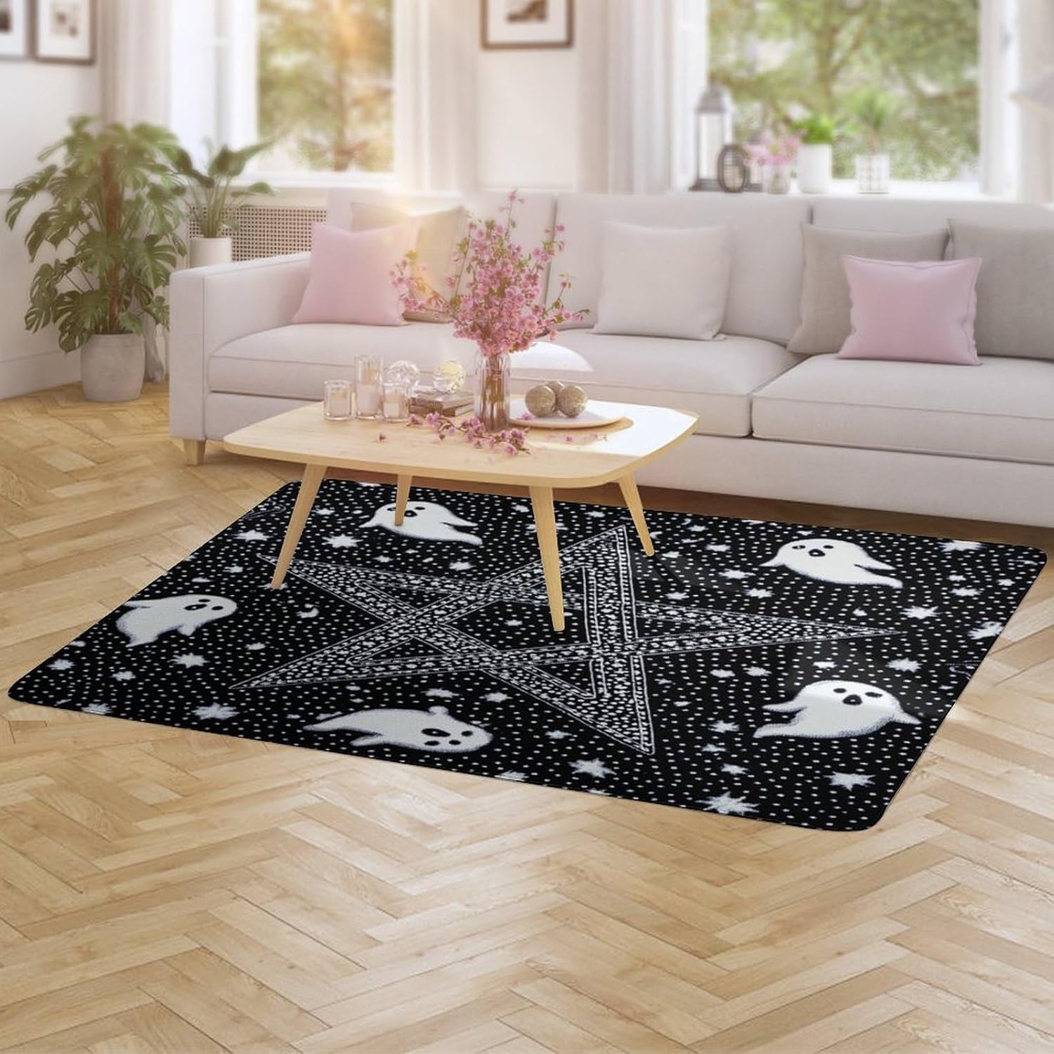 Five-Pointed Star Soft Coral Velvet Rug, Non-Slip PVC Back Absorbent Floor Mat 60×150cm