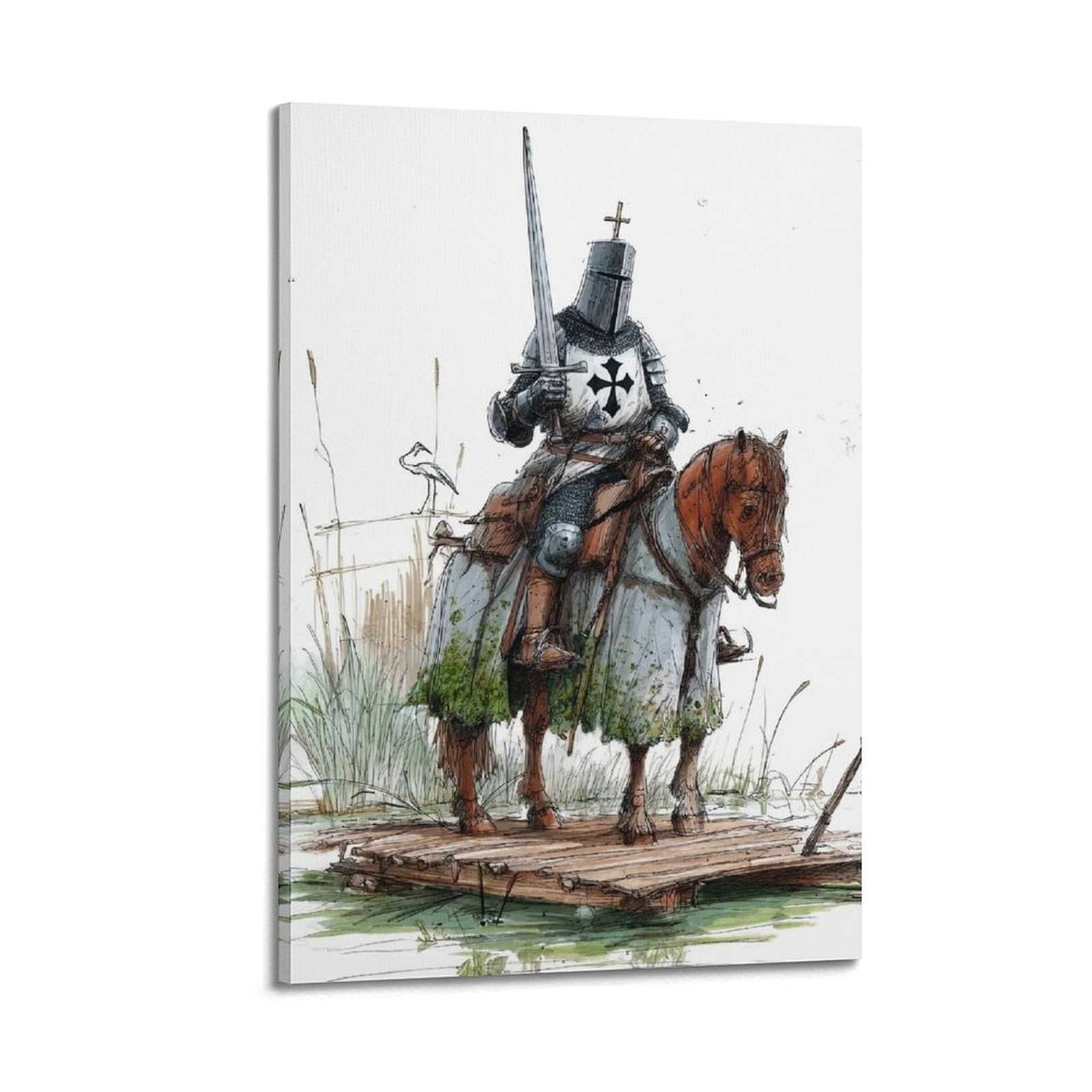XKUGA Sacred Chivalry Poster Templar Knight Crusader Medieval Modern Decorative Canvas Prints - Ideal Wall Art for Family, Man Cave, Game Room, Boys & Girls Bedroom 12x18inch(30x45cm)