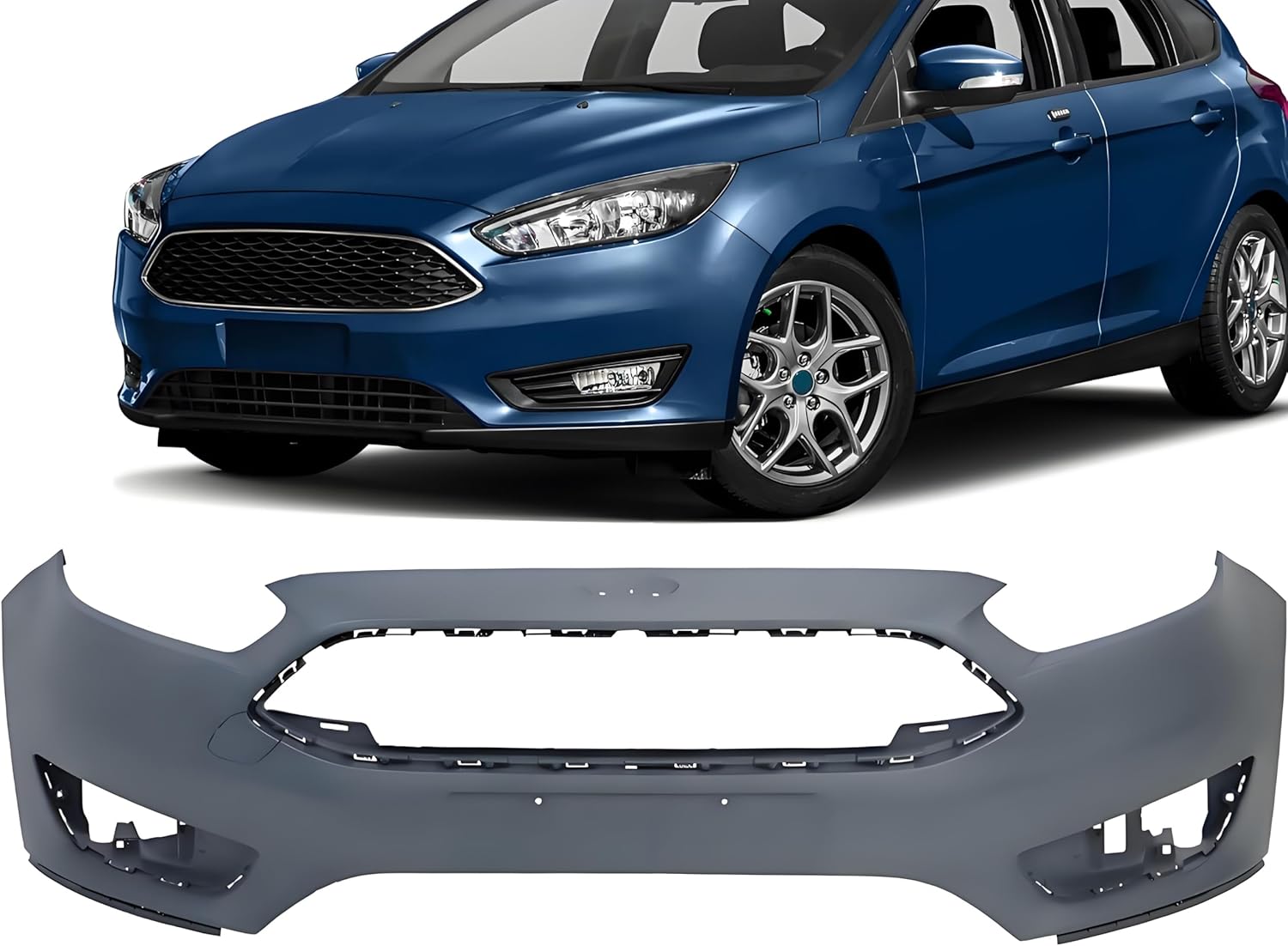 Front Bumper Cover for 2015-2018 Ford Focus S/SE/SEL– ABS Plastic, Easy Install