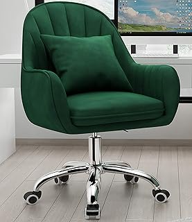 XQWZM Sillas De Escritorio De Oficina En Casa,Silla De Computación Velvet Home,Silla Giratoria Ajustable Moderna,con Los Brazos,para Salón Sala De Estudio Dormitorio-Tinta Verde. Un