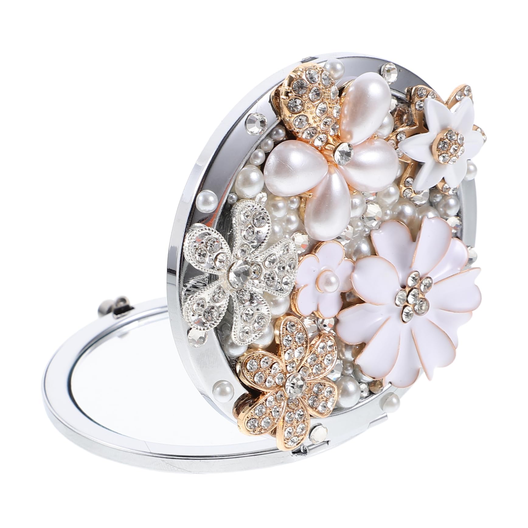 3piezas Espejo De Maquillaje Mini Diseño De Flores Espejo Aumentador para Maquillaje Accesorio Portátil para Mujeres para Viajes y Uso Diario