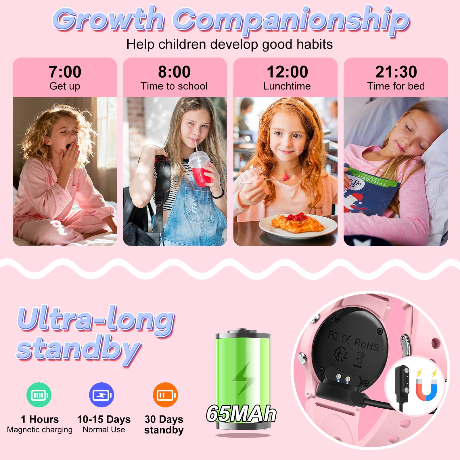 Timever Kinderuhr für Jungen Mädchen, wasserdichte Digitaluhr für Kinder mit Schrittzähler, nicht intelligente Sport-Armbanduhr mit Vibrationsalarm, Schrittzähler, Stoppuhr, Kalender, keine App