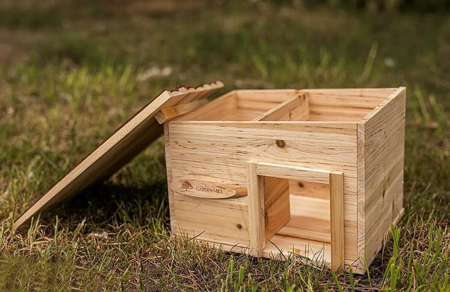 Garden Mile Habitat per riccio hibernation shelter durevole in legno a prova di predatore stazione di alimentazione casa tetto in legno giardino fauna selvatica