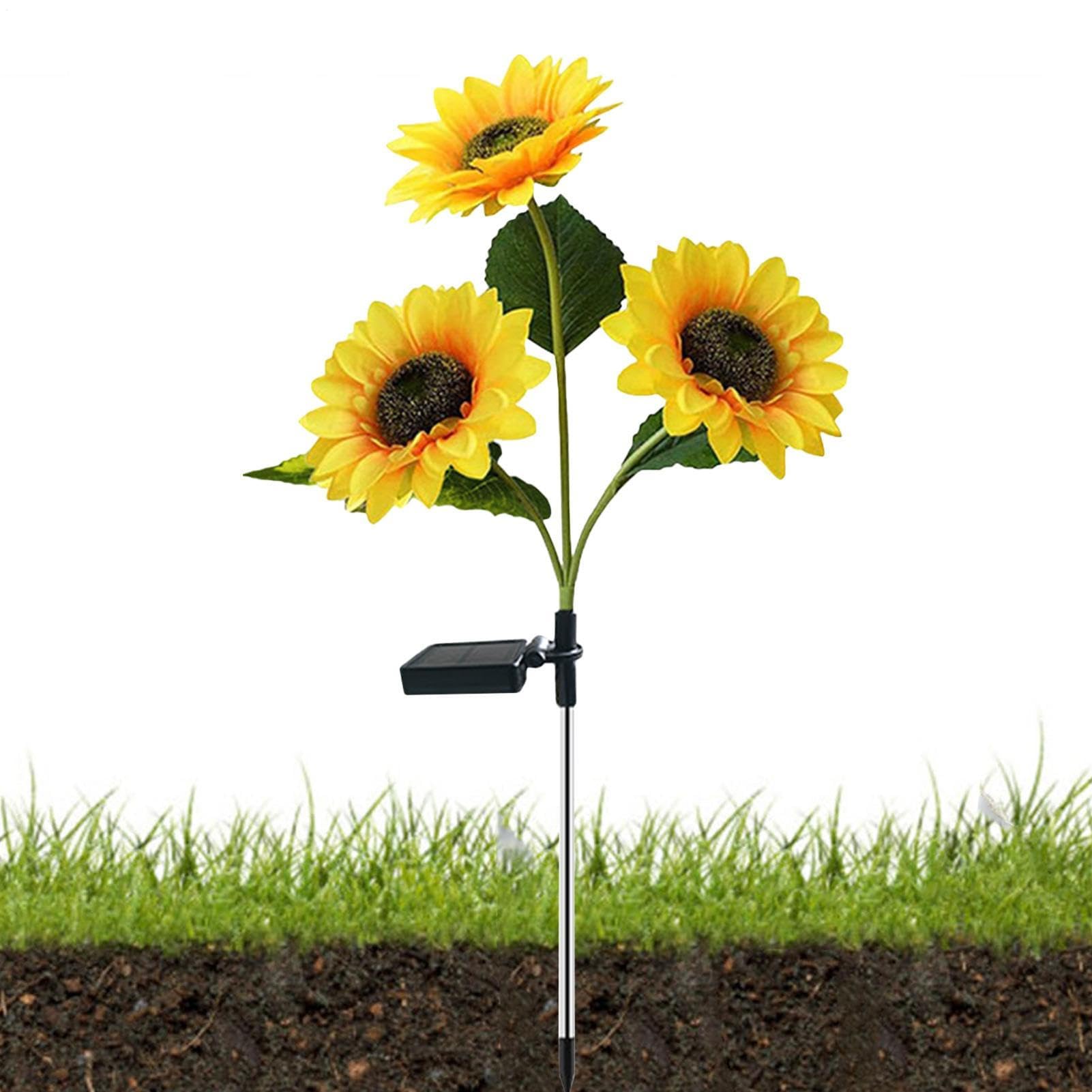 Lampada solare a forma di girasole, impermeabile, per esterni, per giardino, cortile, patio, vialetto, vialetto, prato, aiuole, alberi, portico