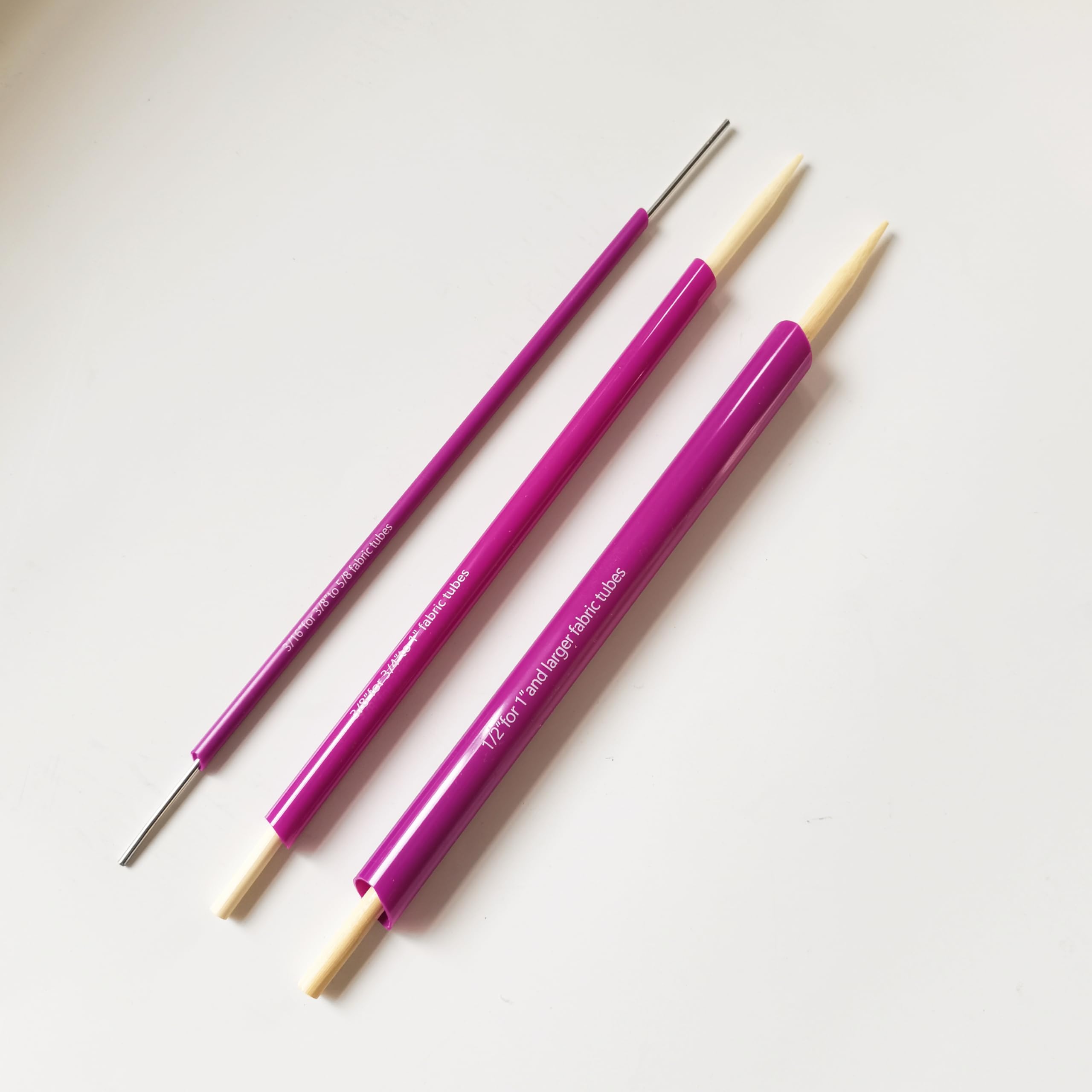 HONEYSEW Fabric Tube Turners Set,3 Count, Assorted Sizes Tube Turners,and 1 Ball Point Bodkin Drawstring Threader for Sewing DIY Tool - Image 3