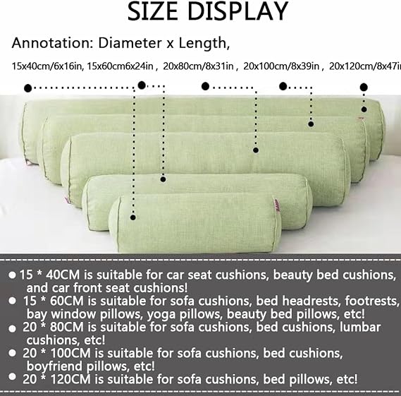 Body Pillow, Sleeping Pillow, Cylindrical Shape, Cut Memory Foam and PP Cotton Filling, Long Cushion, Large Size, Unisex, Side Sleeper, Popular Gift, Body Pillow with Removable Cover 08, 15 x 60 cm 6