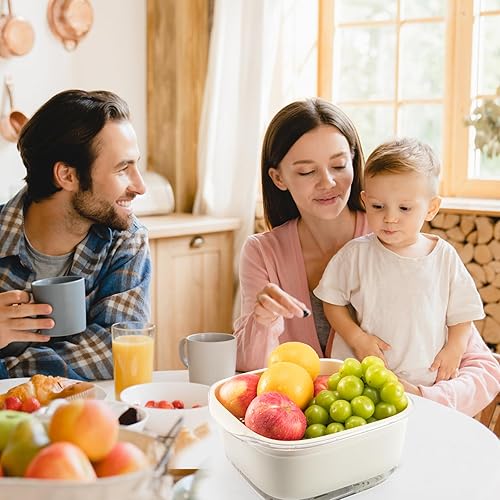 Miniatura 3 de Juego de coladores y coladores 2 en 1 con cuenco, 4 coladores de frutas, cuenco de limpieza de frutas, colador multiuso, colador de frutas, cesta de