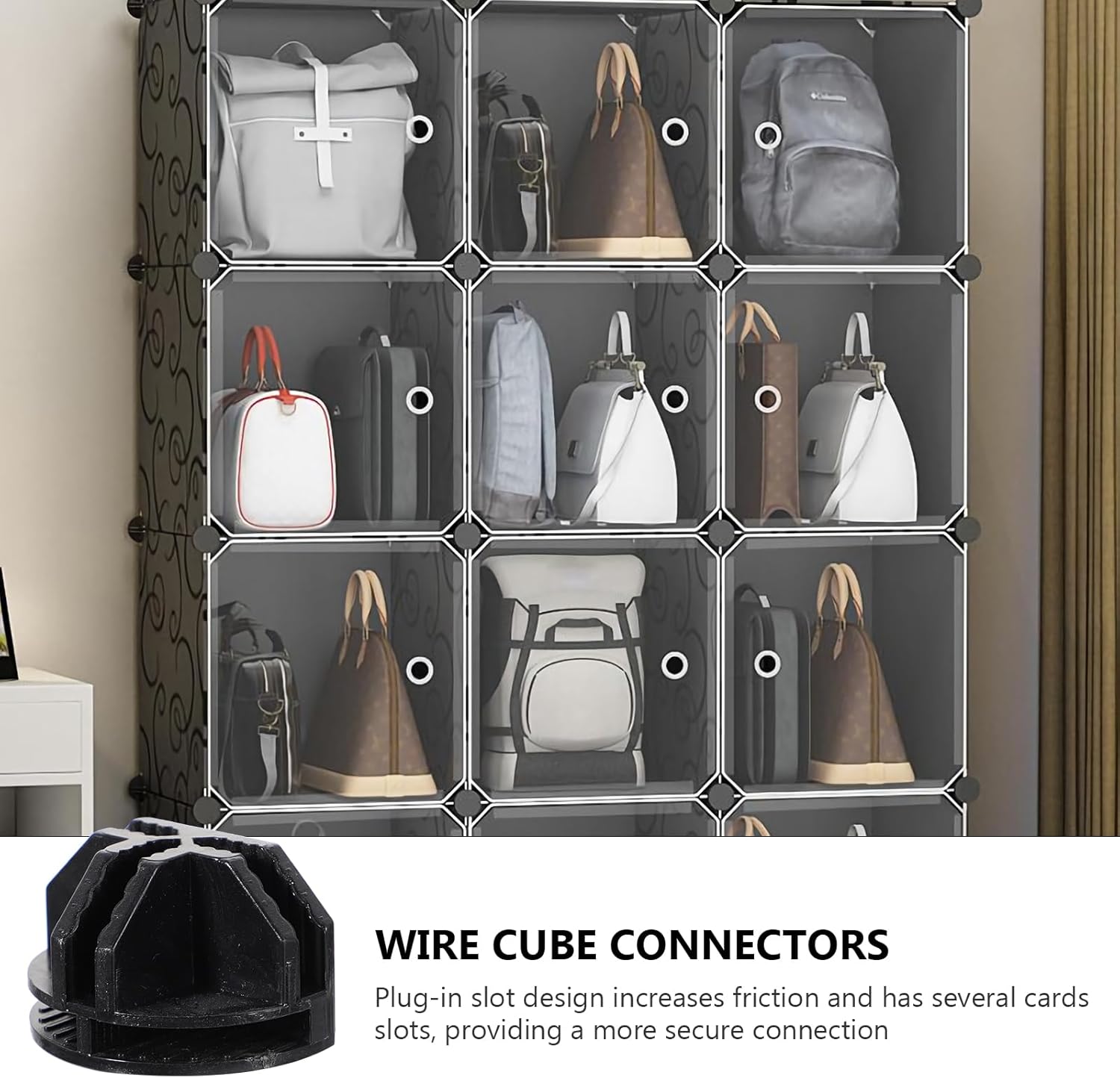 DOITOOL Wire Cube Connectors 20-Pack Modular Storage Organizer Clips for DIY Wire Cube Shelving Cabinet Closet Assembly Accessories with Secure Plug-in Slots