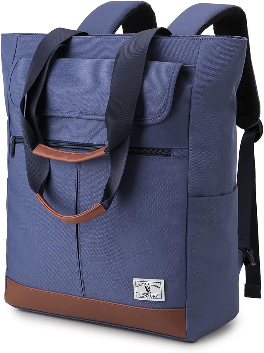 VX VONXURY Backpack for Women, 15.6 Inch Laptop Bag Water Resistant Convertible Backpack Purse for Work Travel (Blue-15Inch)