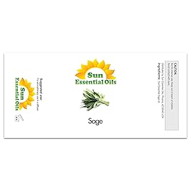 Sun Essential Oils - Sage Essential Oil 4 oz with Dropper for Diffuser, Skin, Aromatherapy Massage, Humidifier, Herbaceous Scent for Candle, Lotion & Soap Making, Room Fragrance
