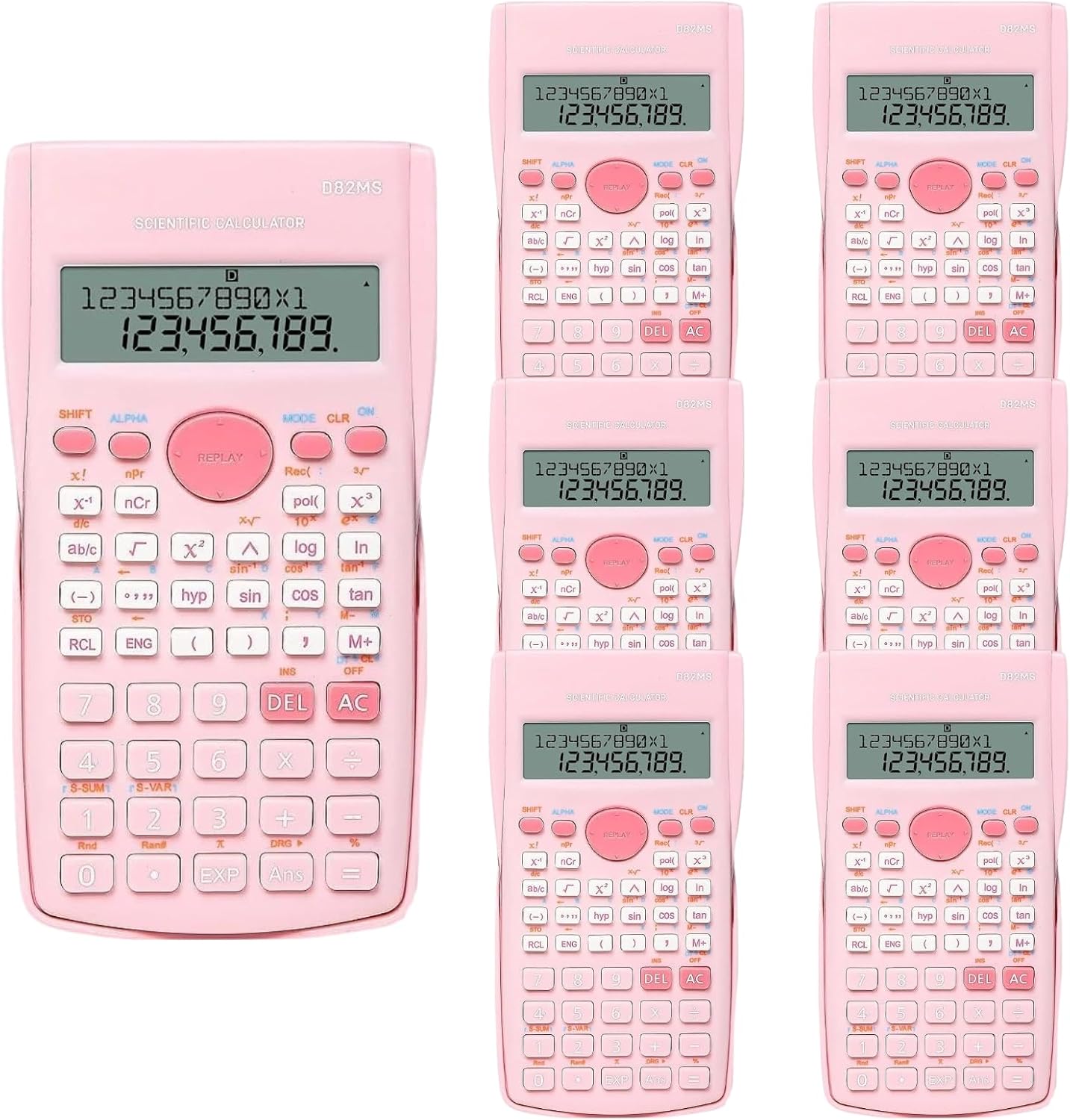 Scientific Calculator, 2 Line Cute Scientific Math Calculator Function Calculator for Students Algebra Geometry Basic Caculator for Middle and High School Students College School Supplies (Pink-6ps)