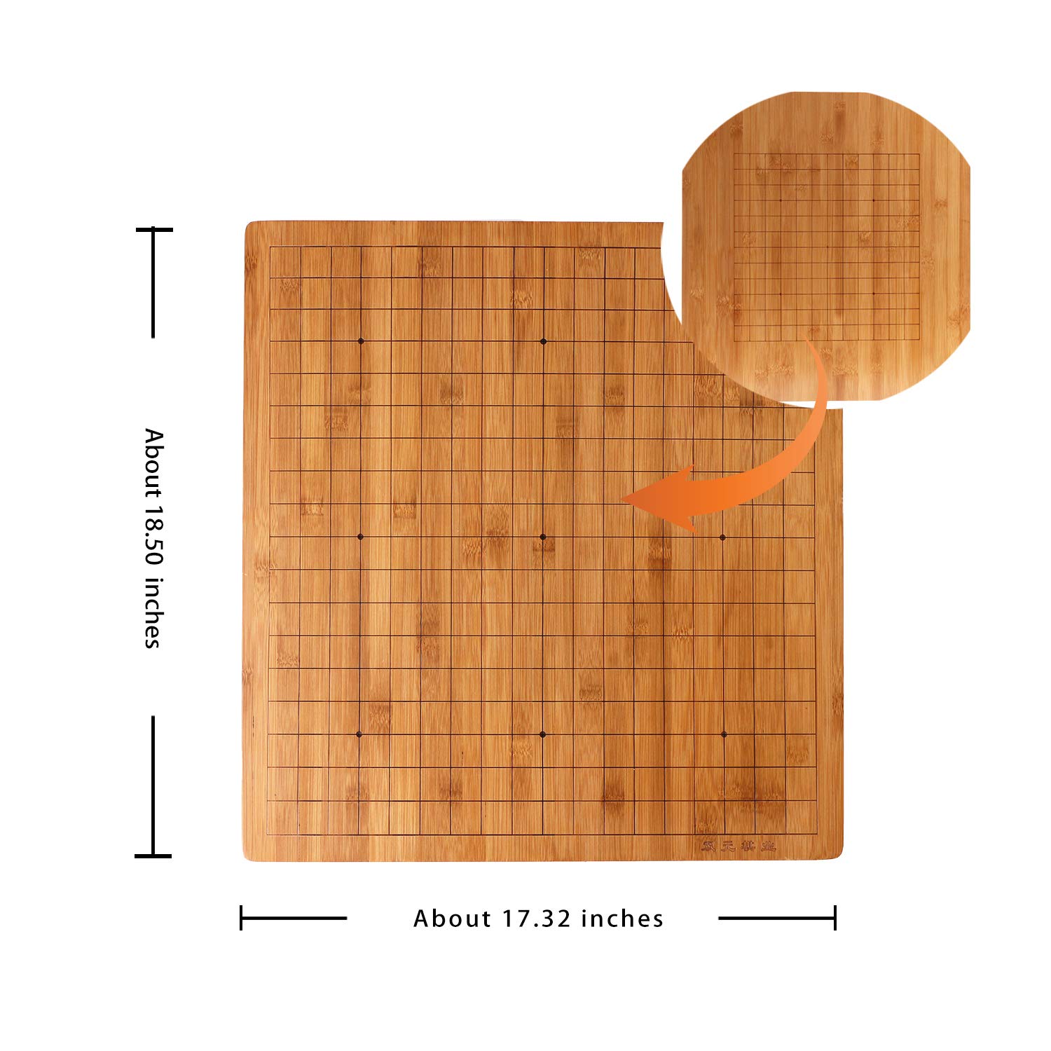 Bamboo 2.0 cm Reversible 19x19 / 13x13 Go Game Set Board with Single Convex Fine Ceramic Stones and Bamboo Bowls Classic Strategy Board Game (Go/Baduk/Weiqi)
