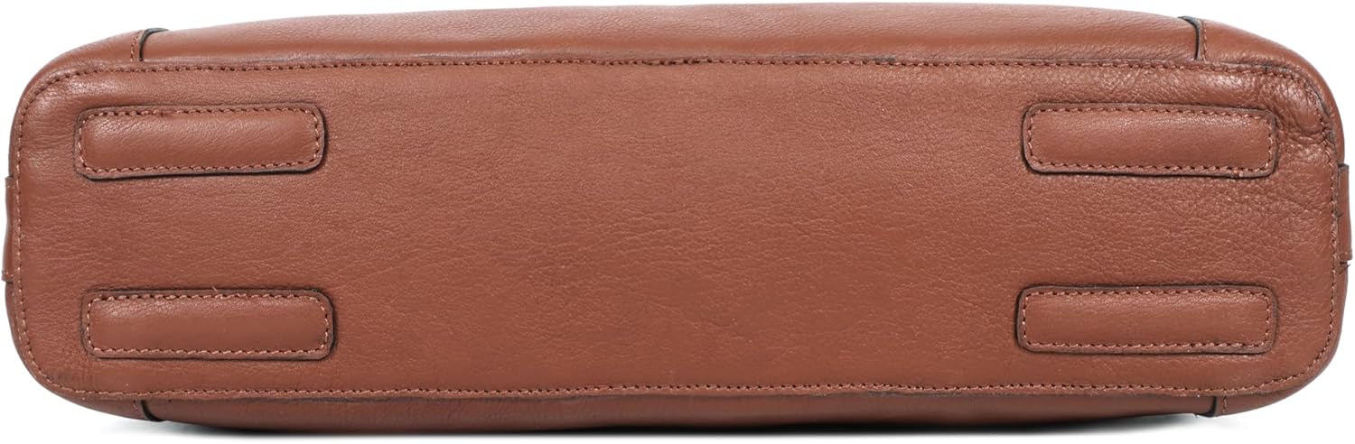 Celtic Premium Genuine Leather Laptop Handbag for Unisex | Office & Business Briefcase with Detachable Shoulder Strap, Multi-Zip Pockets