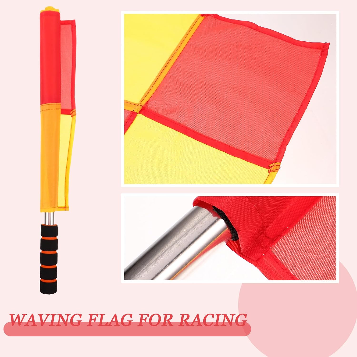 2pcs Competition Referee Flags with Foam Handles Metal Poles Soccer Commanding Flags for Football Match and Racing Conducting Sports Waving for Field and Track Use