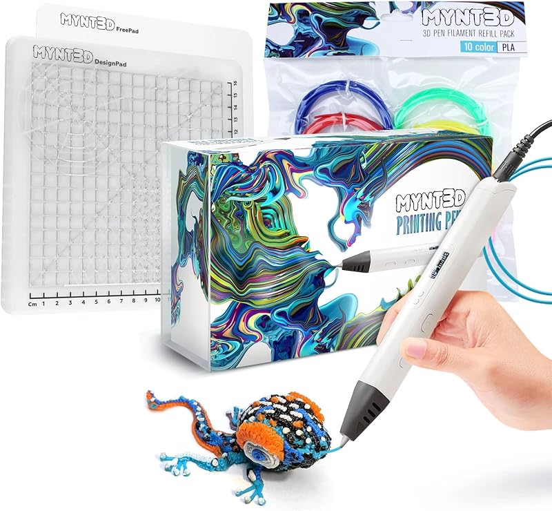 Lápiz 3D MYNT3D Pro + PLA de 10 colores + kit de tapete DesignPad