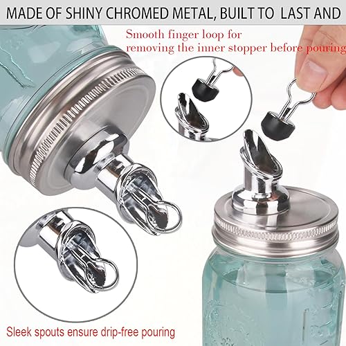 Miniatura 3 de Mason Jar Pour Spouts. flujo libre Mason Jar verter Spouts, tarro de albañil para boquilla tamaño de boca regular tapa de germinación dispensador de