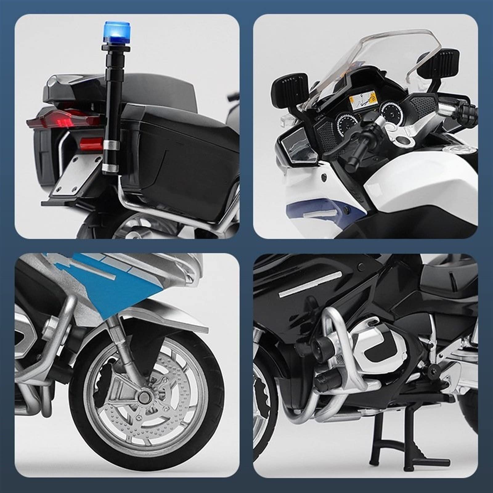 Moto de Juguete para BMW R1250 RT-P, Modelo De Motocicleta Aleación, Luz Y Efecto Sonido, Juguetes Coche Fundido A Presión, Regalo Cumpleaños, Escala 1/12 | Nero