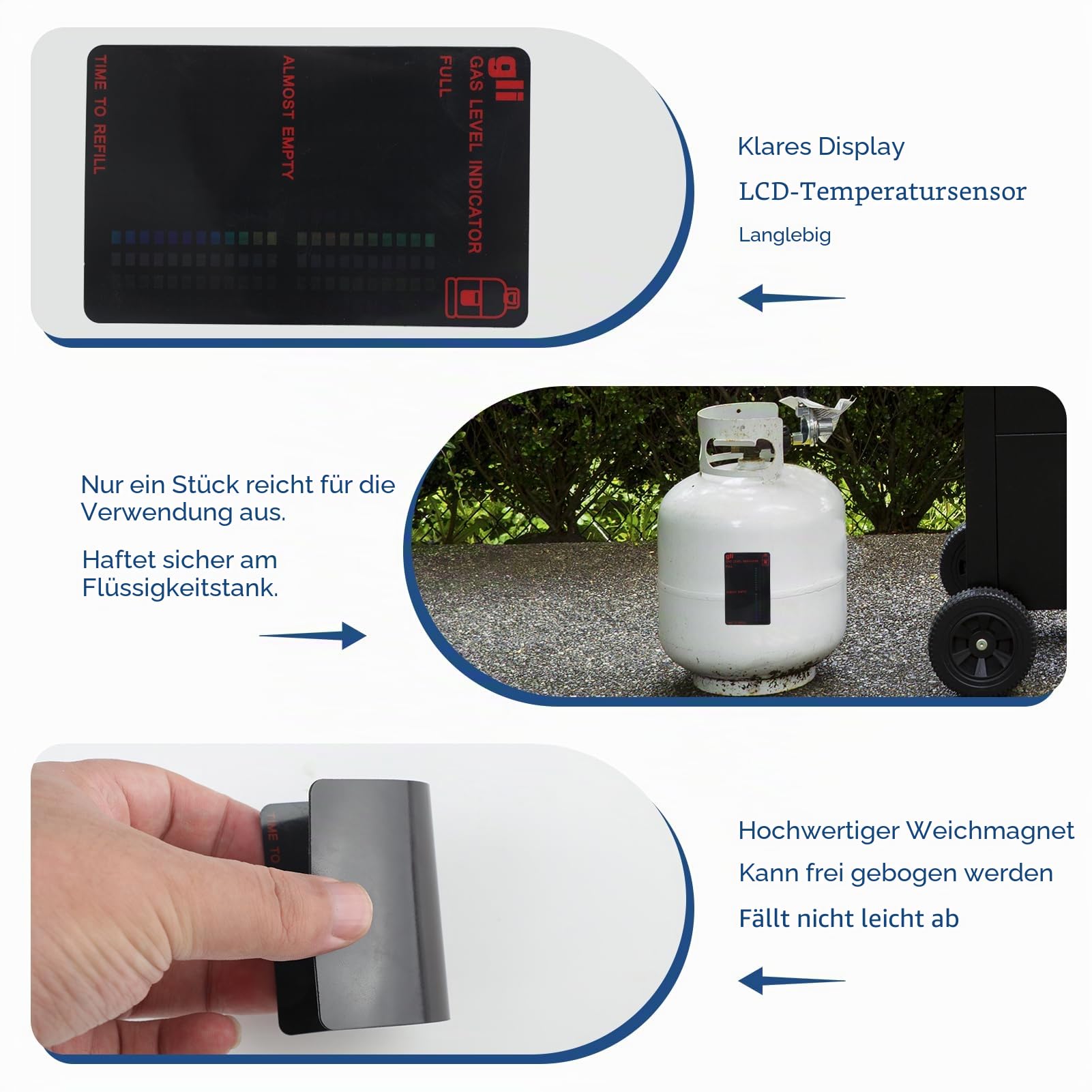 2PCS Gasflaschen-Füllstandsanzeiger Magnetisch, Wiederverwendbare Gasflaschen Füllstandsanzeige, Präziser Gasprüfer Für gasflaschen Für Wohnmobil Grill Camping Küche