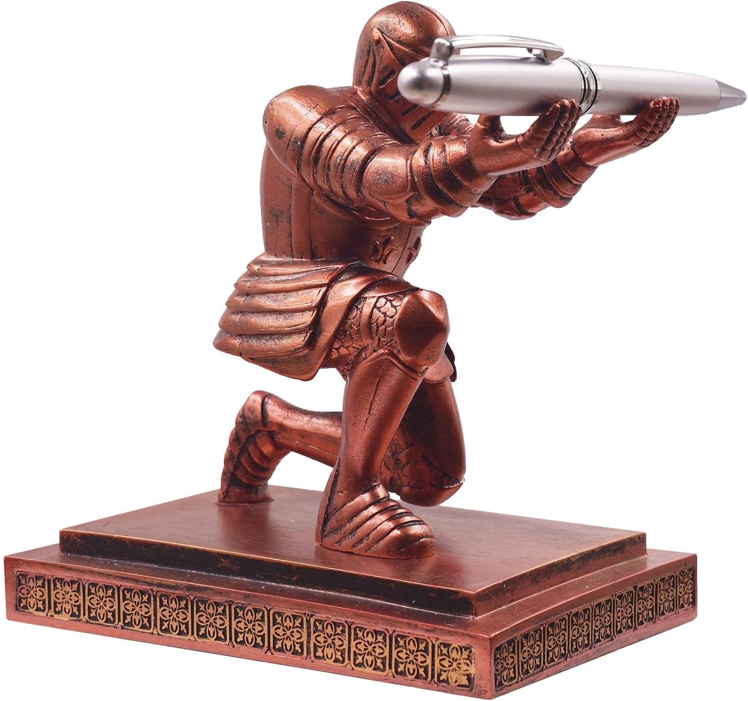 Executive Knight Pen Holder with a Pen Personalized Desk Accessories Decor Home Office Cool Pen Stand Red image 4