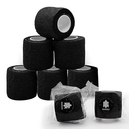 Denergy - 6 unidades de cinta adhesiva de agarre para bolígrafo PMU, cinta adhesiva cohesiva para deportes, vendaje adhesivo para máquina de