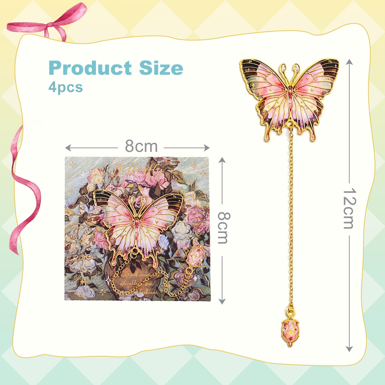 Snylcce Metal Butterfly Bookmarks Set of 4- Exquisite Unusual Butterflies with Retro Design Bookmarks for Souvenir Ideal Gifts for Book Lovers Perfect for Reading Book Clubs & Special Occasions - Image 3