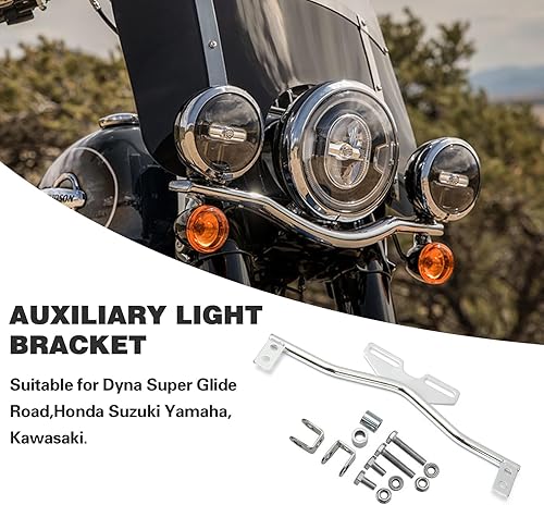 Miniatura 7 de SKTYANTS Barra de soporte de luz de motocicleta, soporte de luz de señal de giro antiniebla para Dyna Super Glide Road Honda Suzuki Yamaha Kawasaki