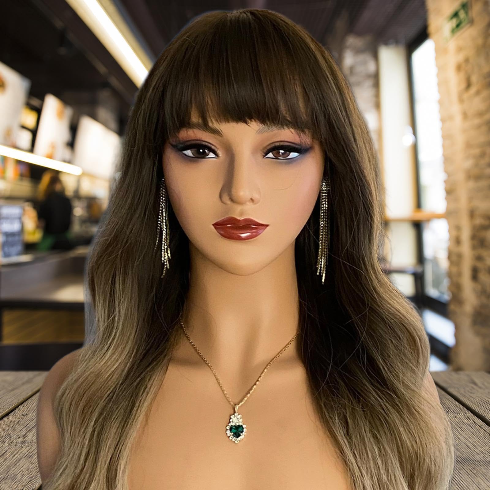 Weiblicher Mannequin Kopf mit Detailreichem Gesichtsausdruck Bust Präsentationsständer Make Up Und Hals für Schmuck Perücken Einzelhandel Kosmetik, Style B
