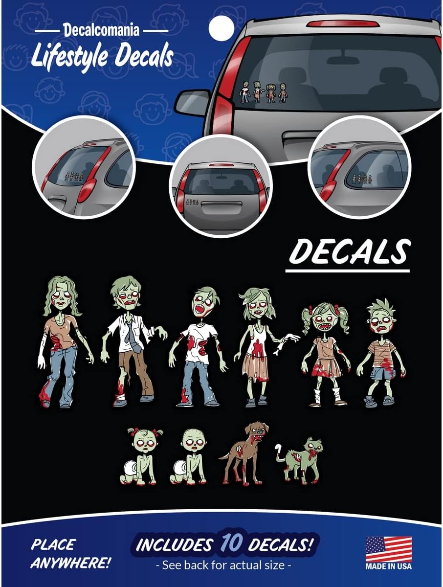 Zombie Family Stickers Kit - Includes 10 Stickers Decals